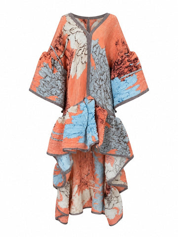 Vibrant Pleated Floral Kaftan