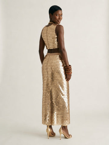 Radiant Golden Sequin Maxi Skirt