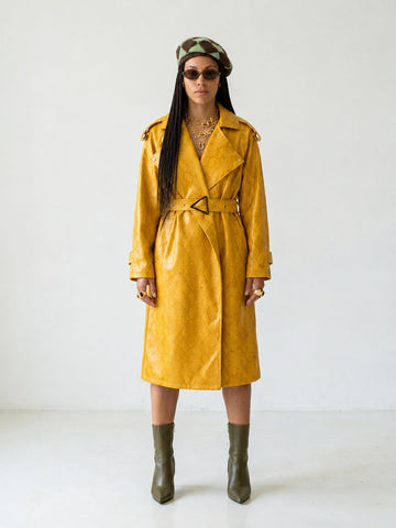 Audacious Snakeskin Faux Leather Trench