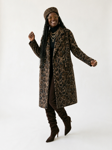 Fierce Leopard Print Woolen Coat