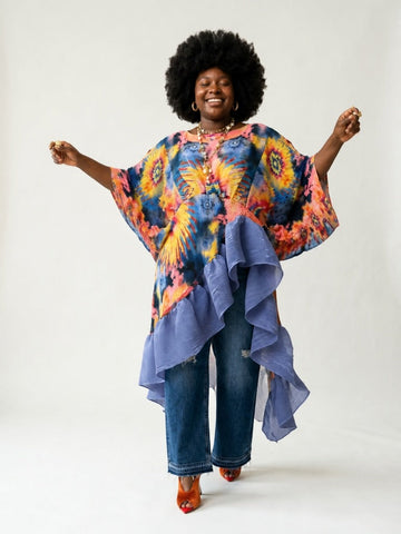 Vibrant Pleated Printed Kaftan