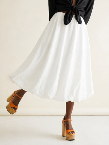 Graceful High Waist Midi Skirt