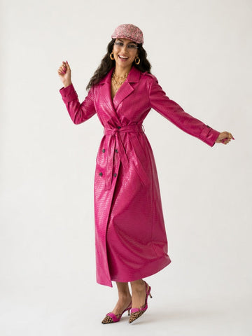 Fierce Crocodile Faux Leather Trench Coat