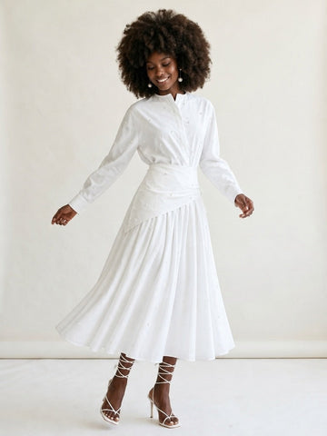 Radiant Pearl Pleated Two-Piece Set