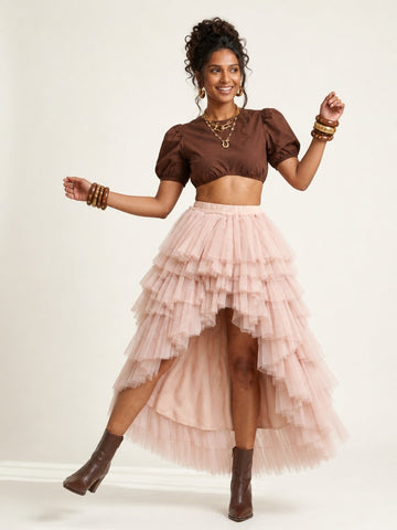 Boundless Tiered Mesh Maxi Skirt