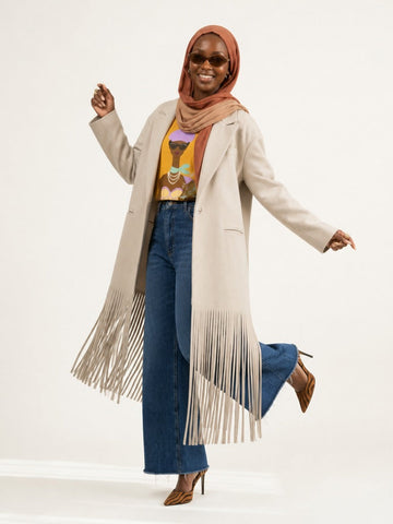 Free Spirit Tassel Longline Coat