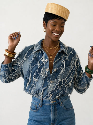 Daring Tassel Patchwork Denim Jacket