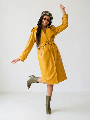 Audacious Snakeskin Faux Leather Trench