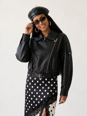 Audacious Diamond PU Leather Jacket