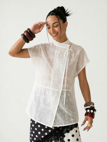 Radiant Embroidered Sheer Blouse