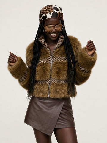Fierce Faux Fur Patchwork Jacket