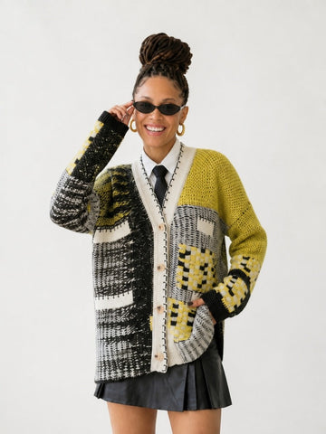 Grounded Patchwork Knit Cardigan