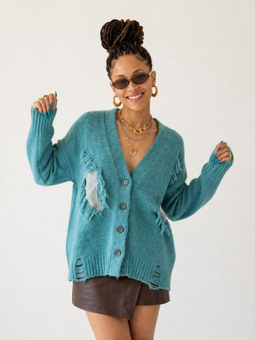 Adventurous Distressed Knit Cardigan