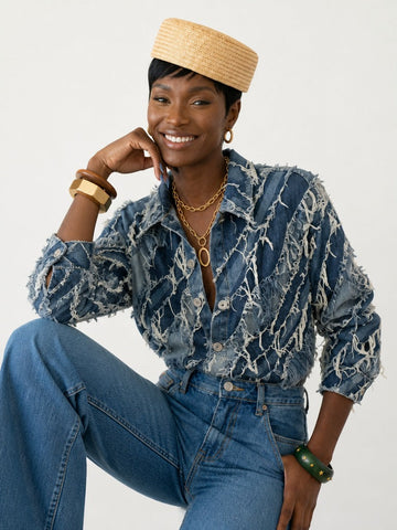 Daring Tassel Patchwork Denim Jacket