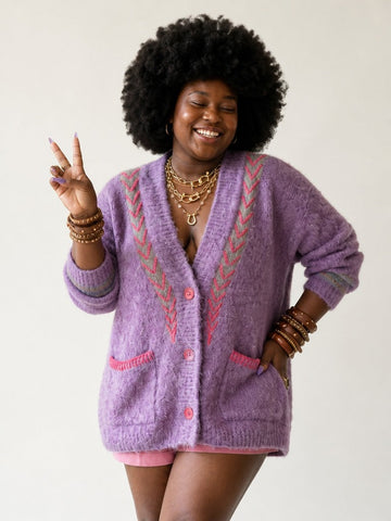 Magnetic Embroidered Knit Cardigan