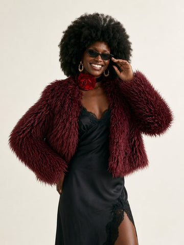Confident Faux Fur Notched Coat