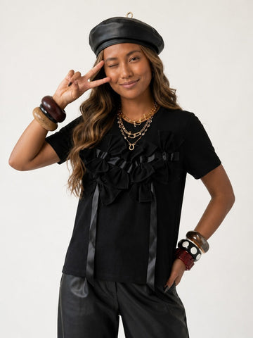 Elegant Bow Detailed T-Shirt
