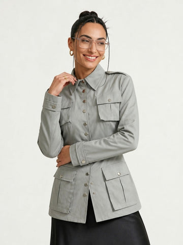 Audacious Utility Button-Down Blouse