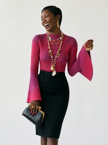 Dynamic Striped Ruffled Sweater