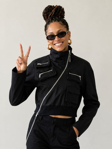 Daring Cropped Motorcycle Jacket