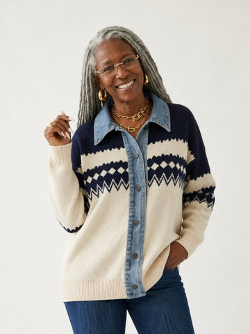 Adventurous Knitted Denim Cardigan
