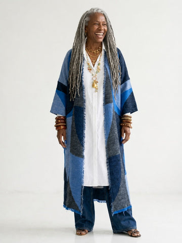 Limitless Geometric Fringe Cardigan
