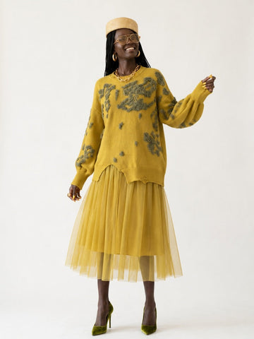 Unique Textured Mesh Maxi Dress
