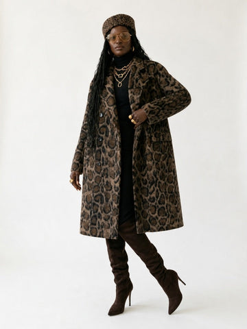 Fierce Leopard Print Woolen Coat