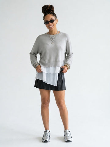 Elegant Ruffled Layered Sweatshirt