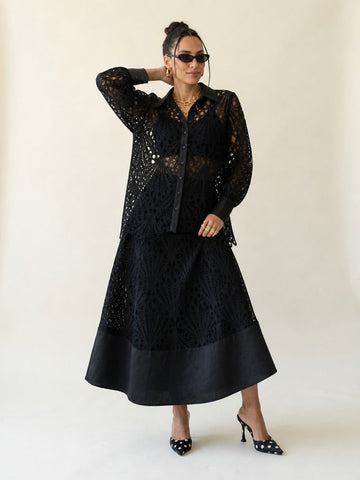 Audacious Black Lace Two-Piece Set