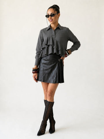 Daring Ruffled Striped Blouse
