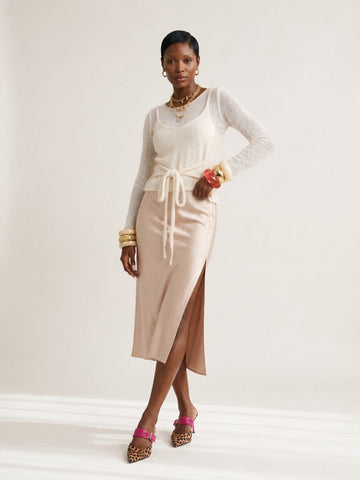 Radiant Knitted Tie-Front Pullover