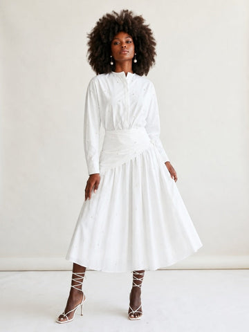 Radiant Pearl Pleated Two-Piece Set