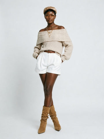 Grounded Knit Off-Shoulder Pullover