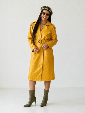 Audacious Snakeskin Faux Leather Trench