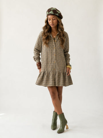 Wanderlust Plaid Ruffled Mini Dress
