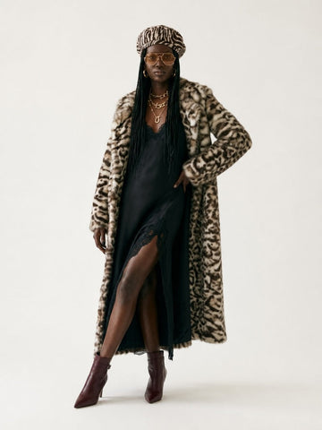 Fierce Leopard Print Faux Fur Coat