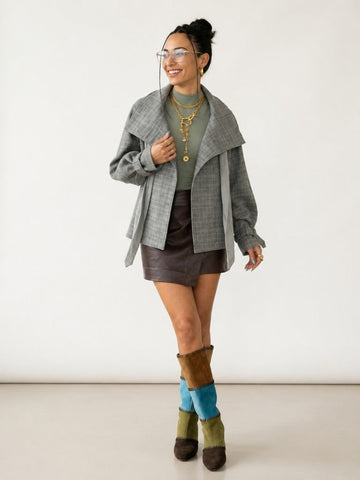 Grounded Plaid Oversized Trench Coat