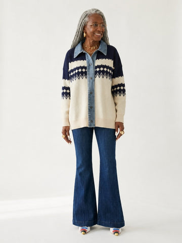 Adventurous Knitted Denim Cardigan