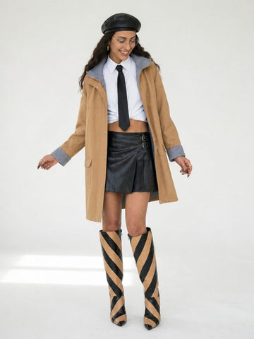Confident Oversized Patchwork Trench Coat