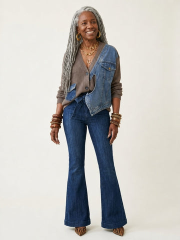 Unique Denim Knit Cardigan