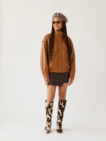 Audacious Oversized Faux Leather Jacket