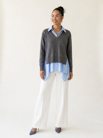 Elegant Knit Layered Blouse