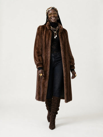 Elegant Brown Faux Fur Coat