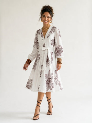 Wanderlust Embroidered Puff Sleeve Mini Dress