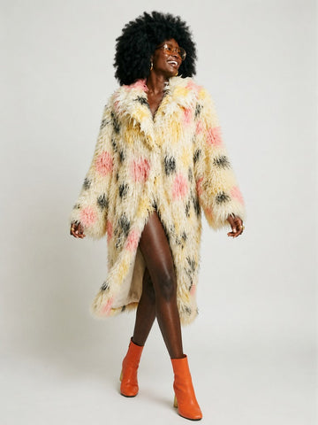 Vibrant Shaggy Faux Fur Coat