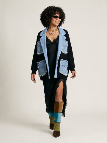 Untamed Denim Patchwork Cardigan
