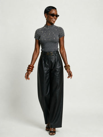 Radiant Pearl Rhinestone Knit Top