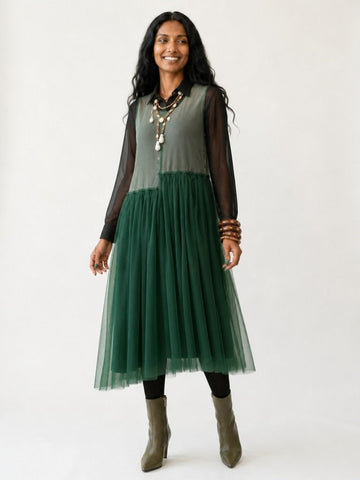 Ethereal Mesh Layered Midi Dress