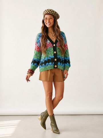 Vibrant Chunky Knit Cardigan